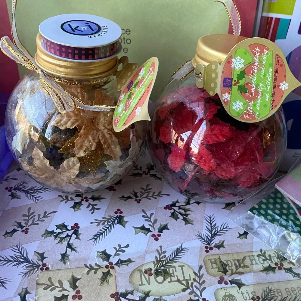 Christmas Junk Journal Kit Scrapbook Paper Ribbons Embellishments Craft Bundle